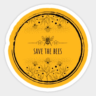 Clover flowers with save the bees black Sticker